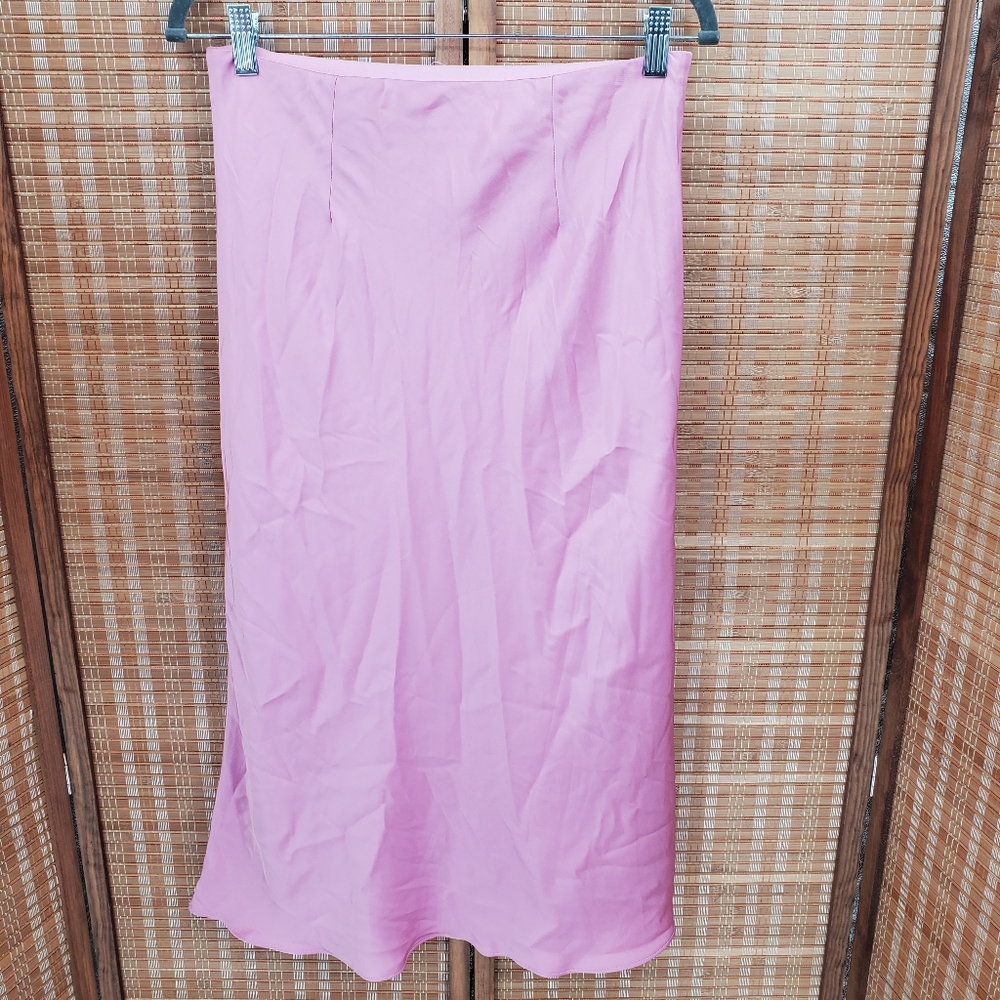 ♤ Lucy Paris Pink Satin Midi Slip Skirt Size Small NWT - Picture 6 of 7